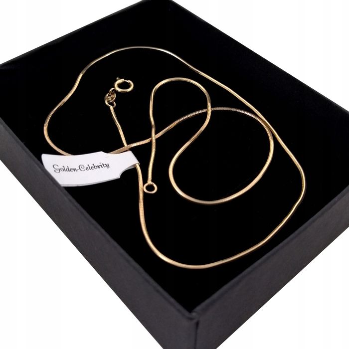 Złoty Łańcuszek Żmijka 45cm Krzyżyk Cyrkonie 18k