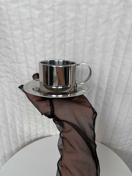 Para termicznych stalowych filiżanek do espresso w stylu włoskim