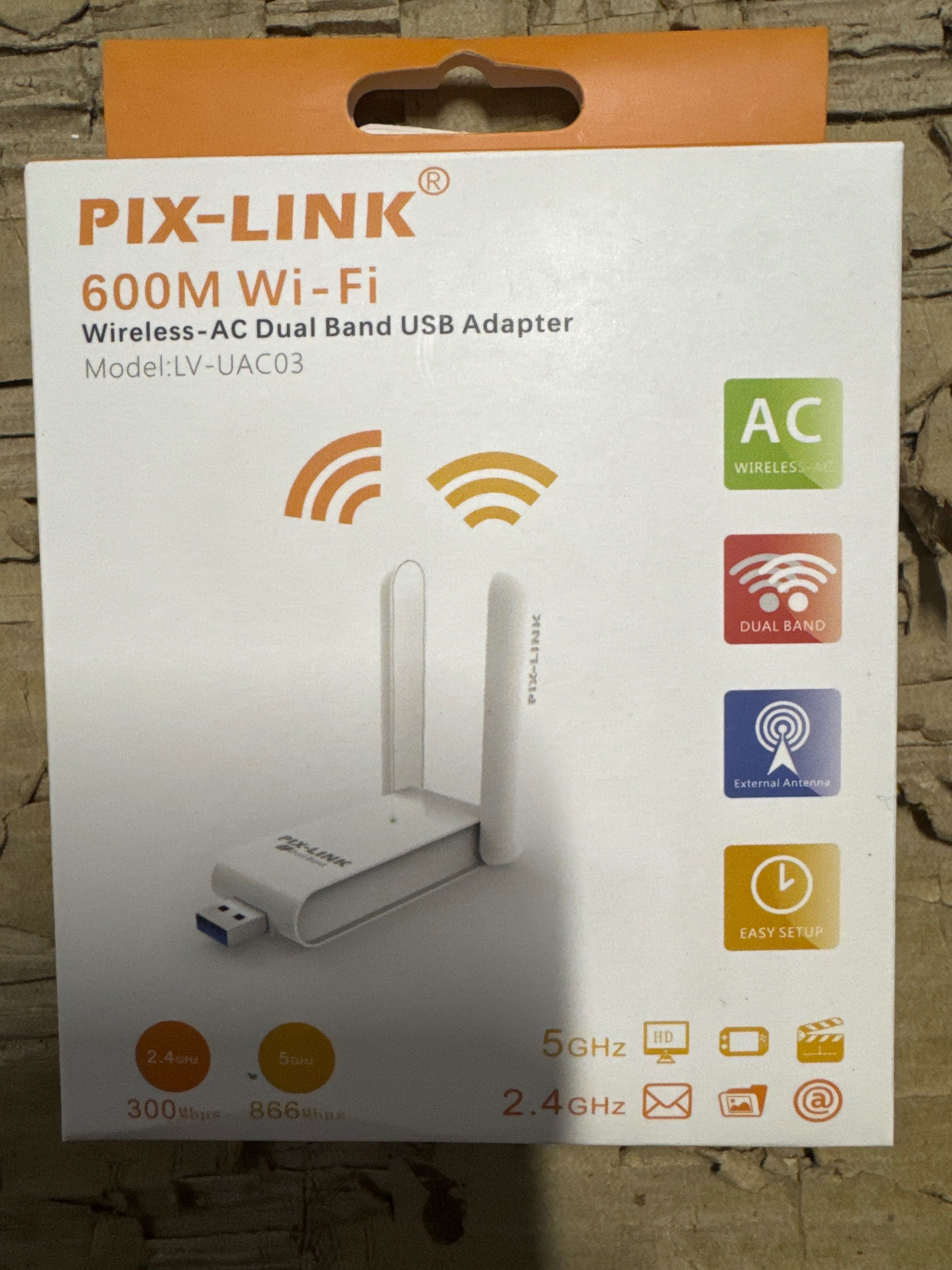 Pix Link uac03 adapter 2 диапазона WiFi 5ghz AC600 usb