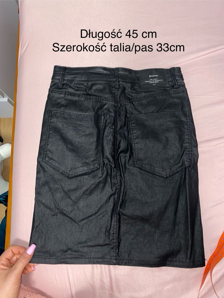 Spódnica Stradivarius 34 xs wysoki stan woskowana czarna