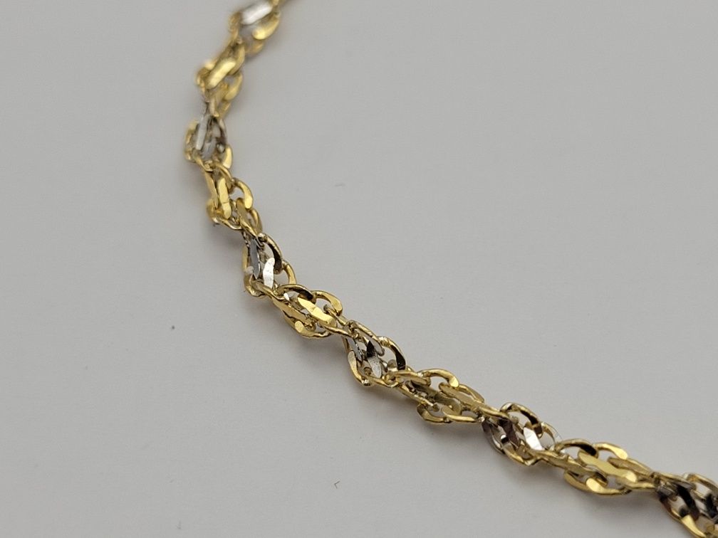 Nowa Złota bransoletka złoto próby 585, Singapur 18 cm