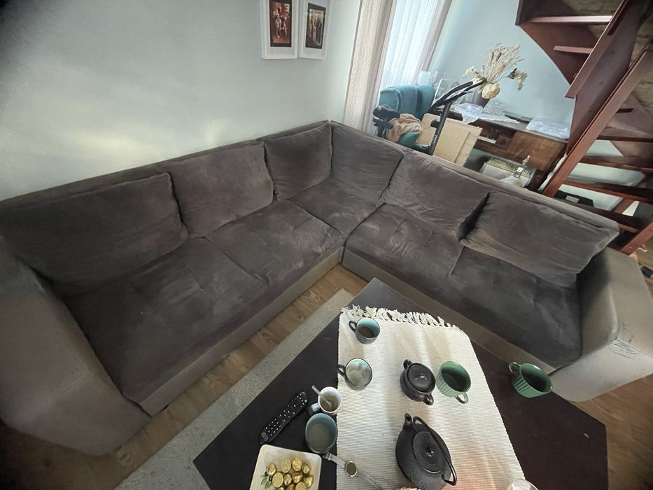 Rogówka narożnik kanapa brązowa