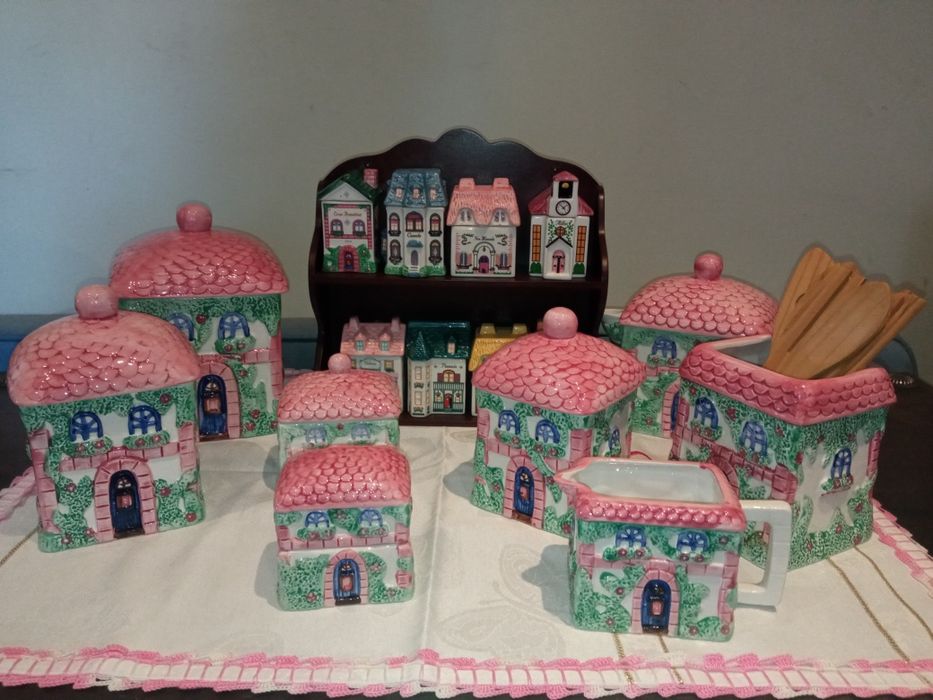 Conjunto de casas de porcelana