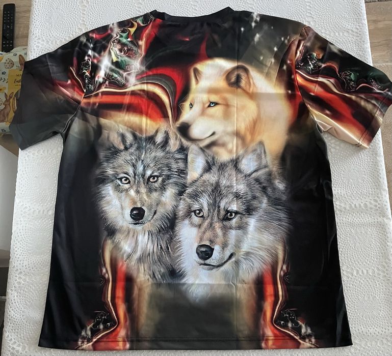 Koszulka 3D „Wilki” XL z krótkim rękawem