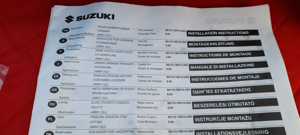 Nakładka zderzaka przedniego spojler Suzuki Jimny