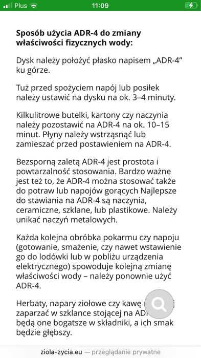 Krazek dysk ADR 4 polepszajacy jakosc wody