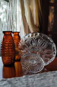 Вазочка для цветов марганцевое старинное стекло салфетки лён декор дом