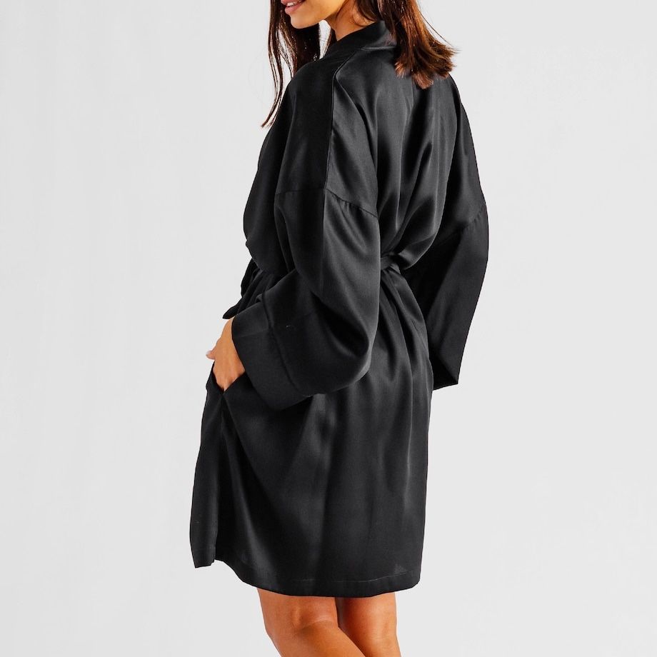Home&You SZLAFROK Z LYOCELLU czarny kimono S M 36 58 nowy z metkami