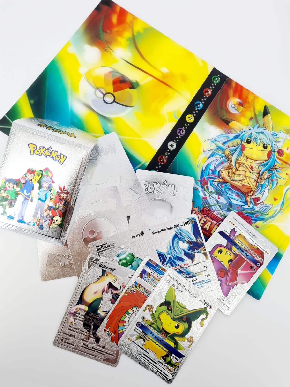 Super zestaw album 3D A5 na karty Pokemon + srebrne karty Pokemon nowe