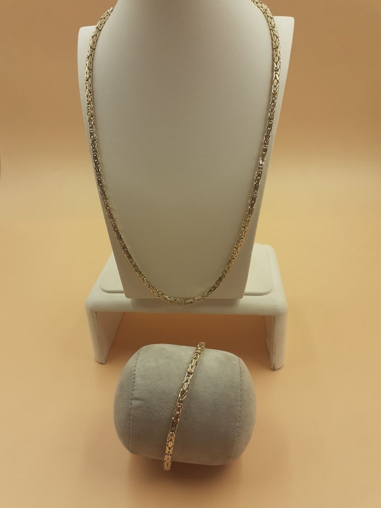 Komplet biżuterii złotej 585 łańcuszek I bransoletka 21.28 gram