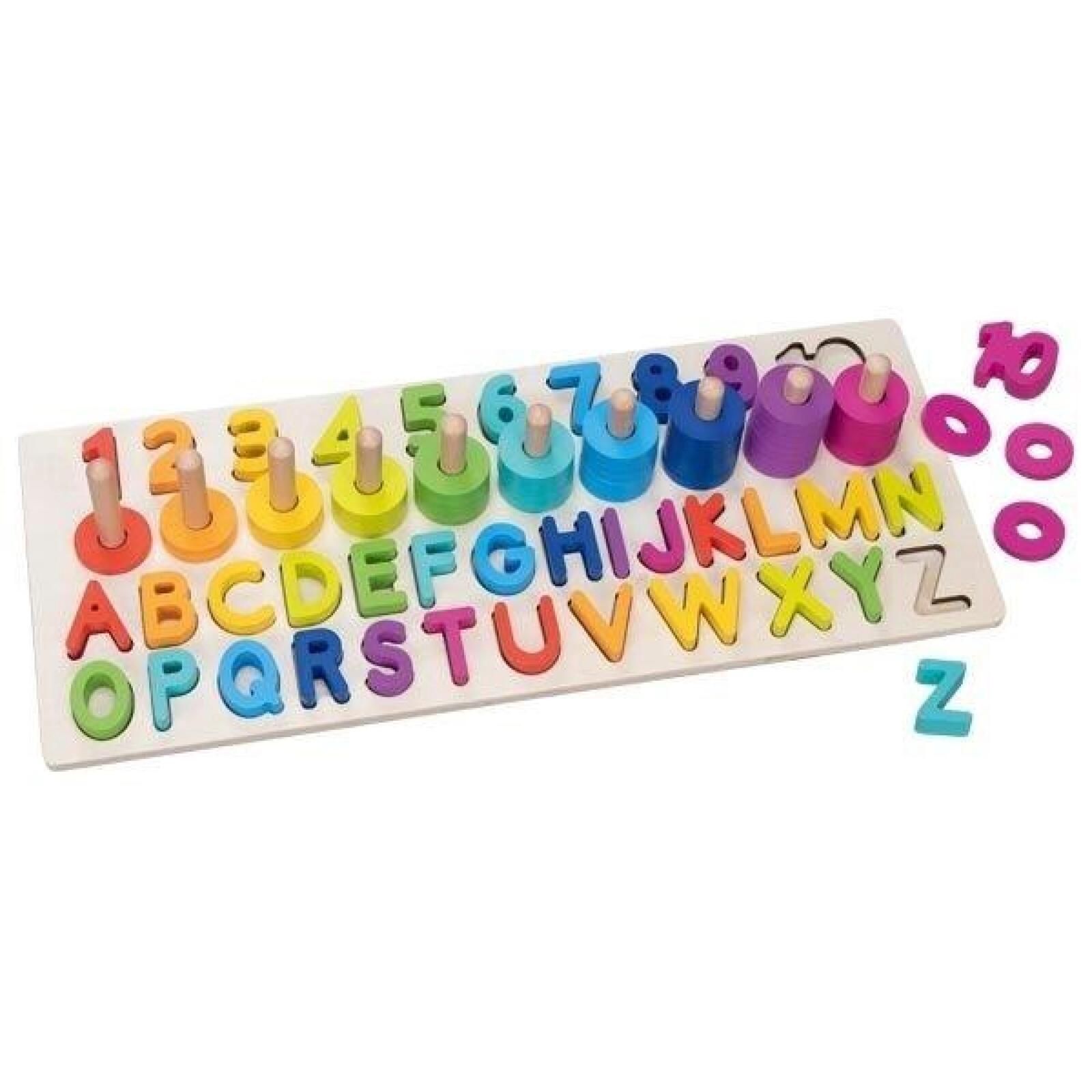 Drewniane puzzle alfanumeryczne ,438x199 mm