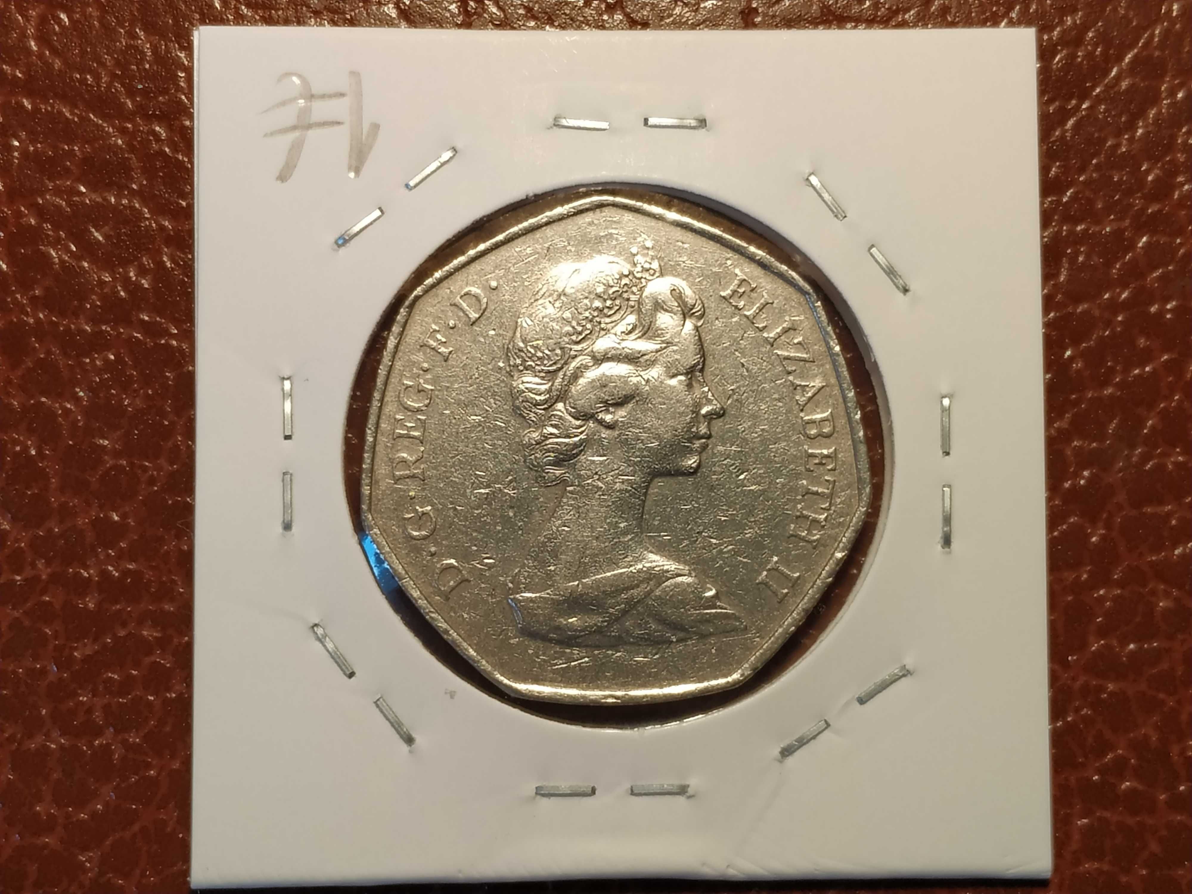UK - moeda de 50 pence de 1973 CEE