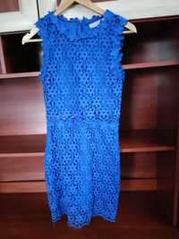 Niebieska koronkowa sukienka rozmiar S