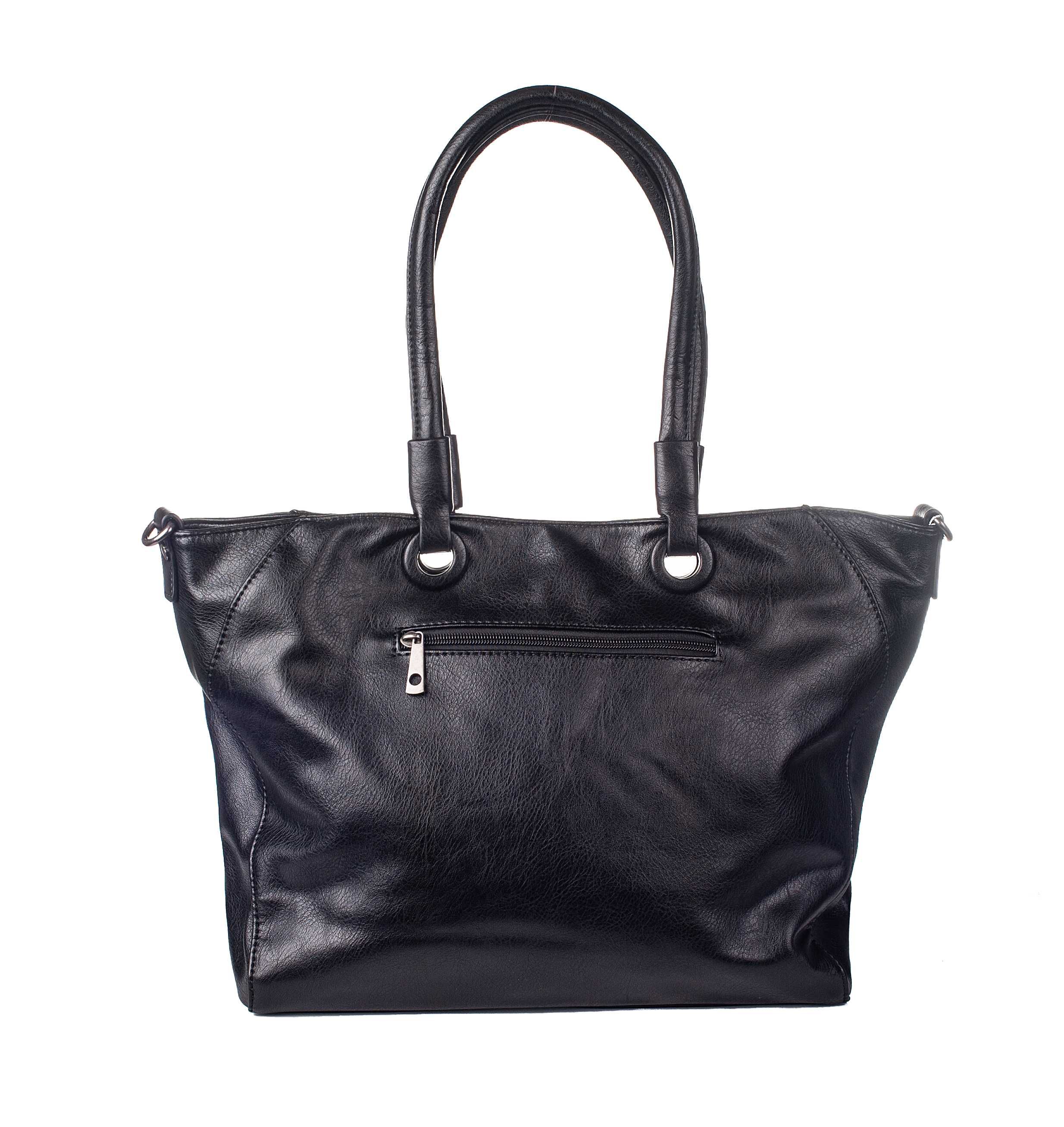 Czarna torebka damska z możliwością pomniejszenia, shopper