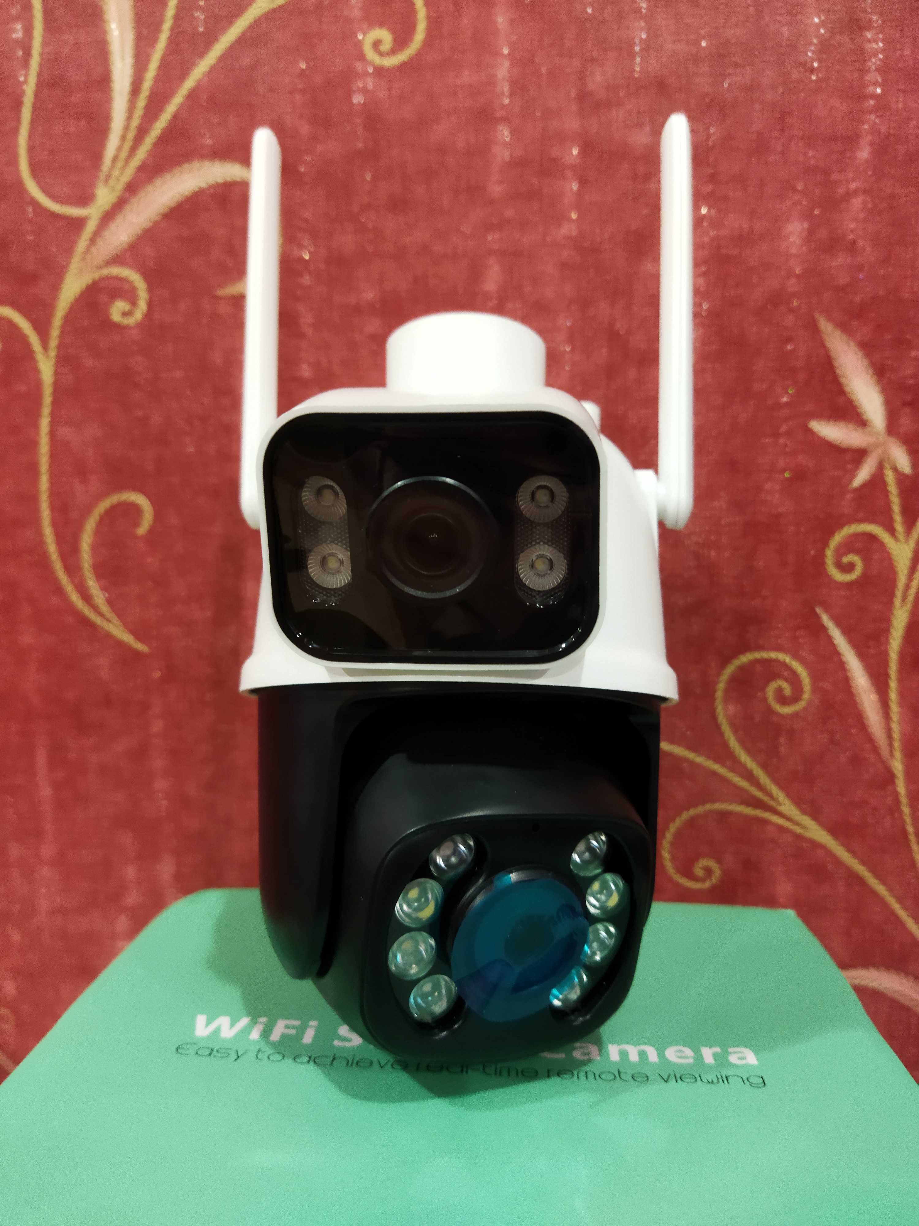 WiFi PTZ IP камера 4K 8.0 MР поворотная камера наблюдения на две линзы