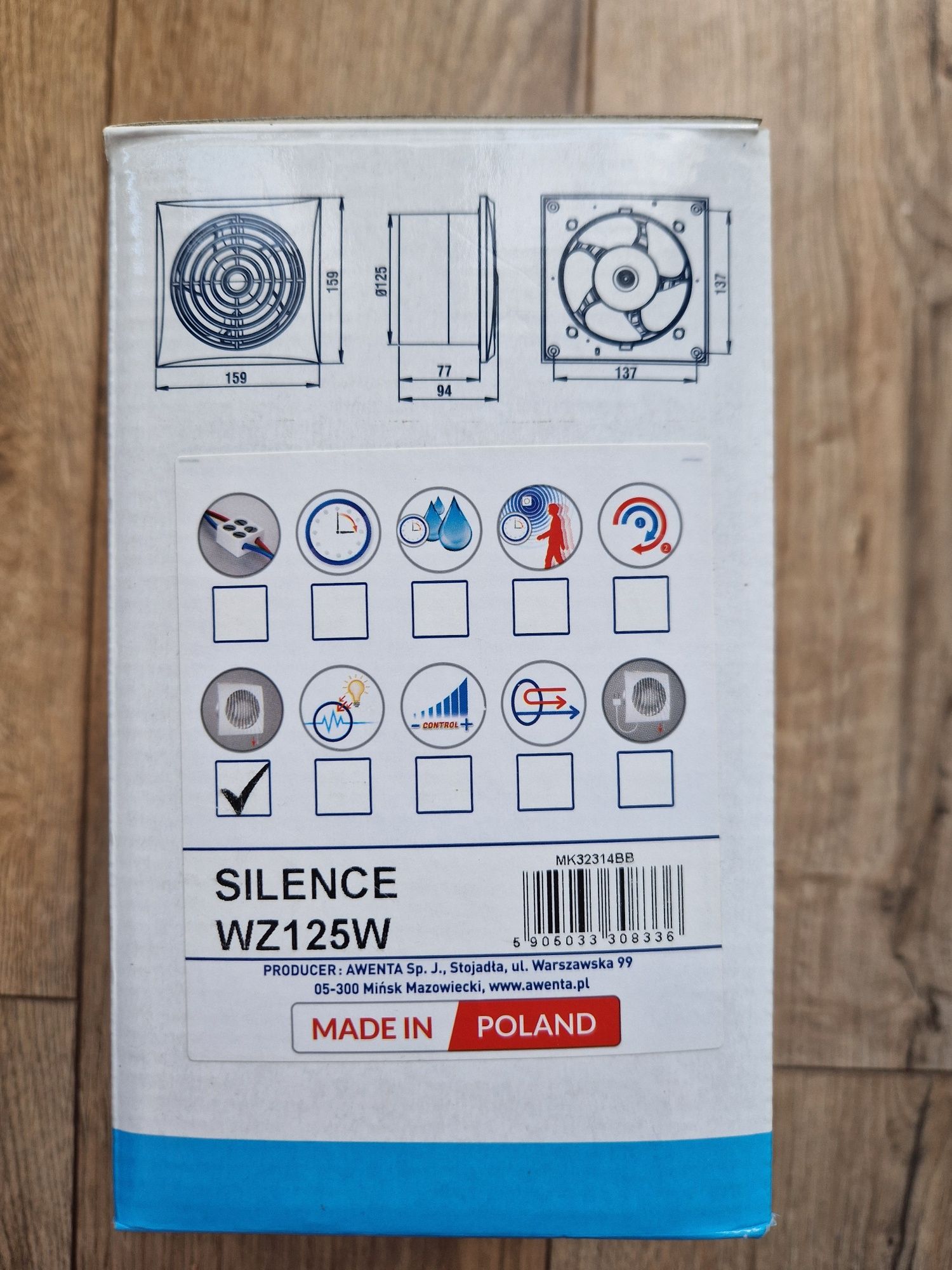 Nowy wentylator łazienkowy Awenta Silence fi 125