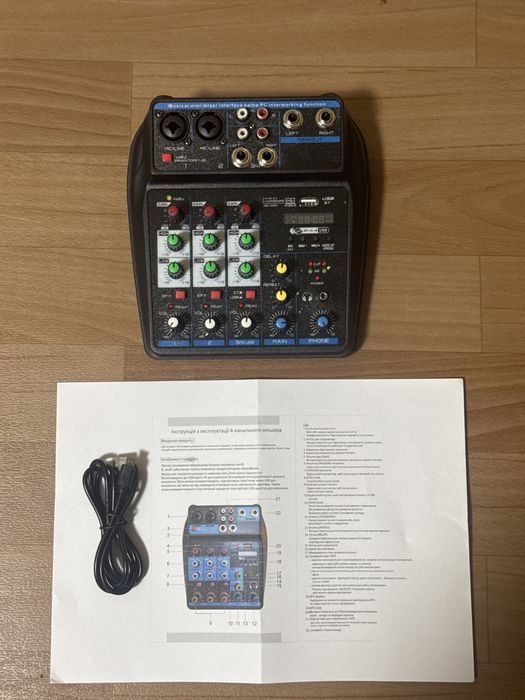 Мікшер для стрімерів, караоке, запису — живлення від павербанк