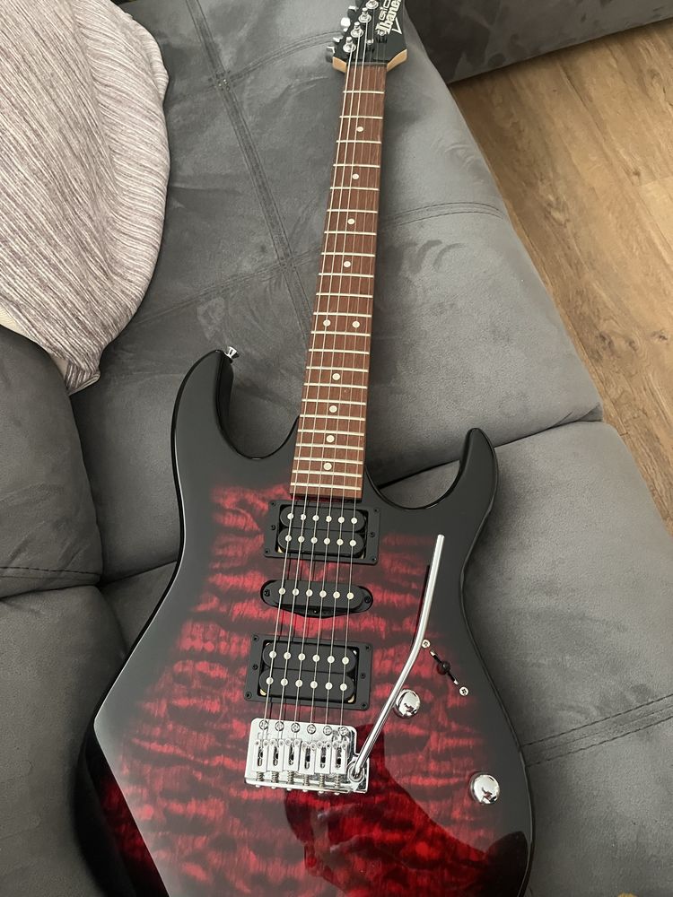 guitarra eletrica ibanez com bolsa e amplificador fender mustang Lt25