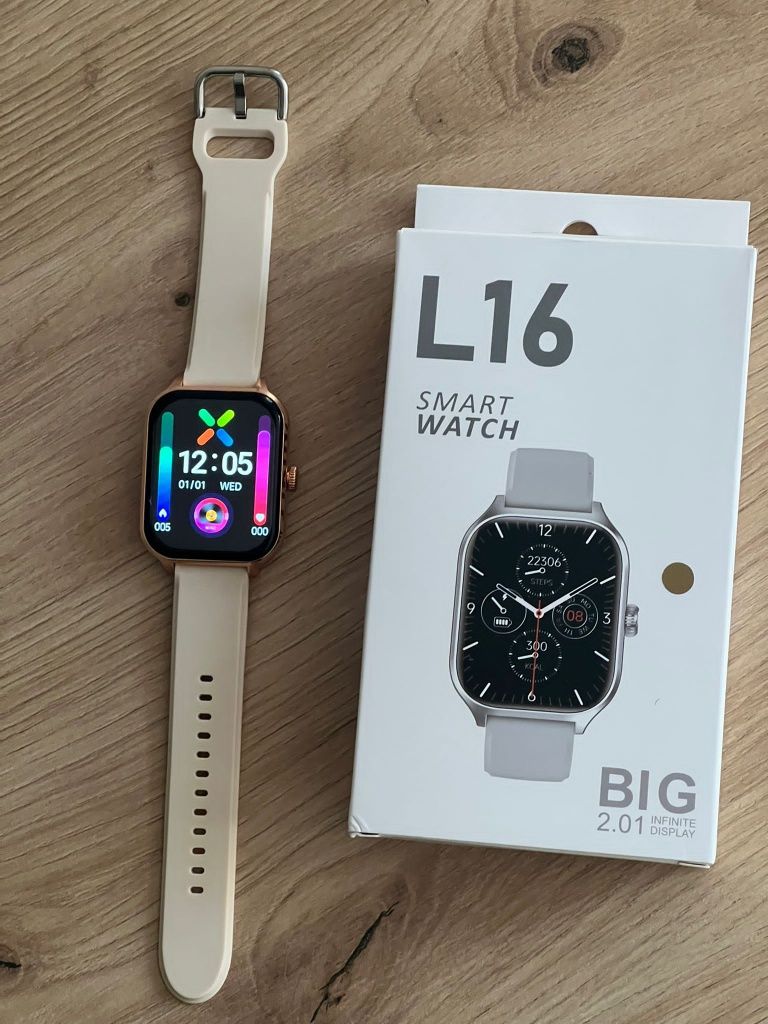 Smartwatch L16 z funkcją połączeń – duży ekran 2.01", wiele funkcji,