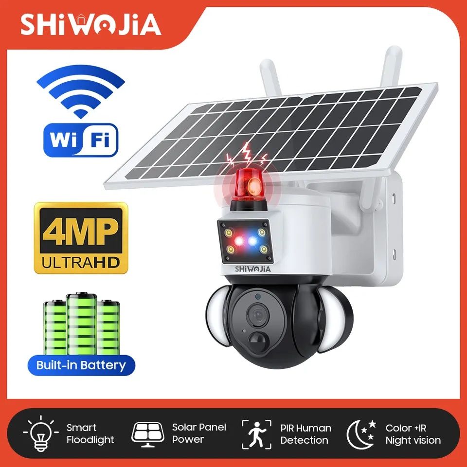 Kamera SHIWOJIA Wi-Fi, 4MP, UHD, solarny panel
