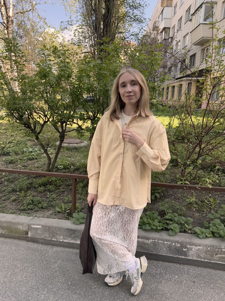 Сорочка в смужку в кольорі butter yellow