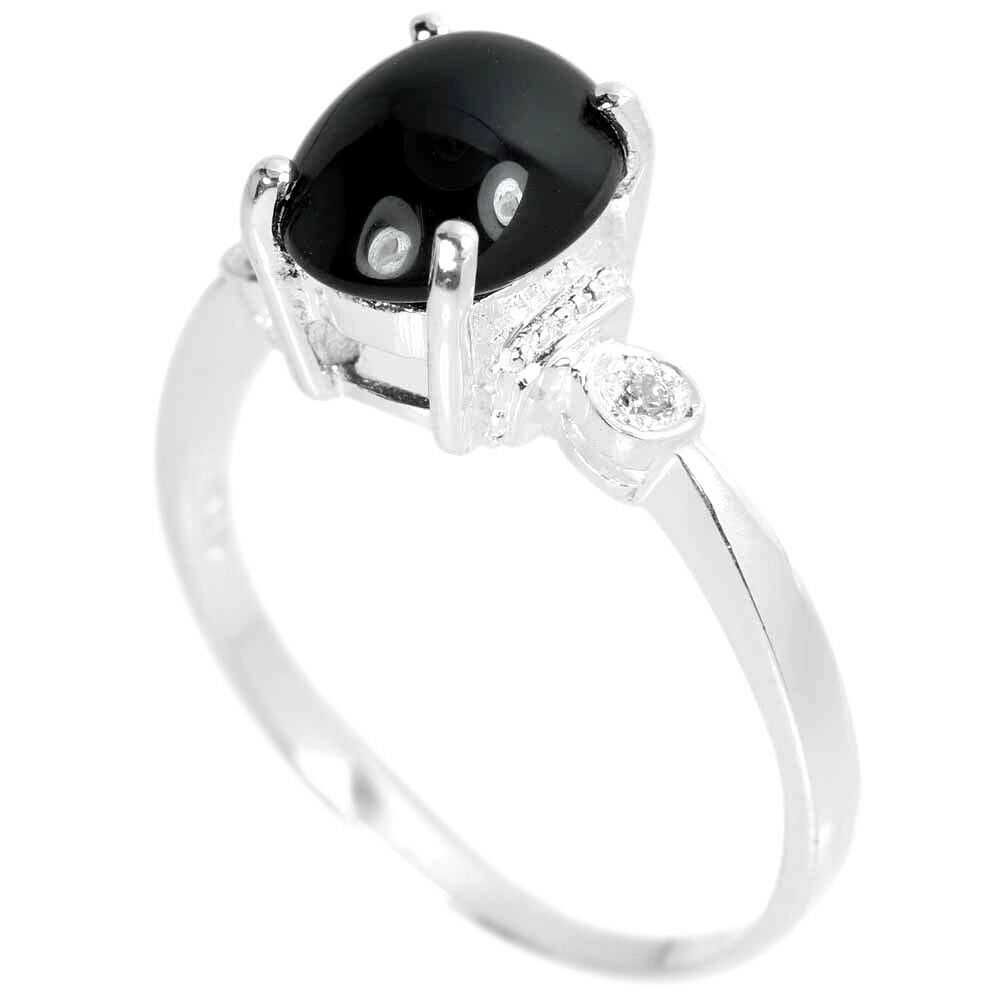 Серебряное кольцо с черной шпинелью. Размер 19