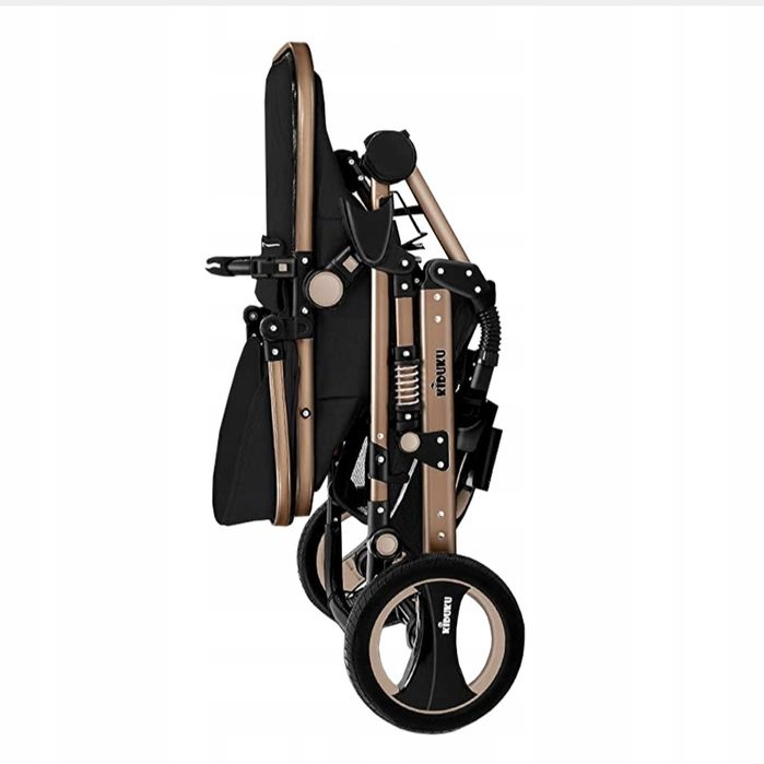 Kiduku wózek dziecięcy 3 w 1 w kolorze czarnym