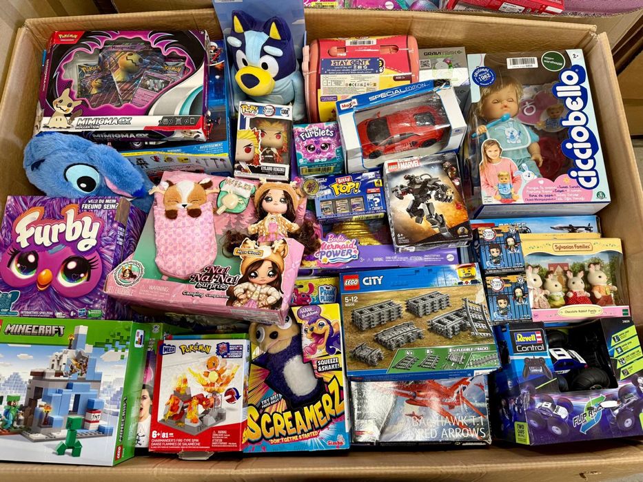 Palety Amazon mix zabawki Lego, Barbie, Pokemon, Revell, Schleich