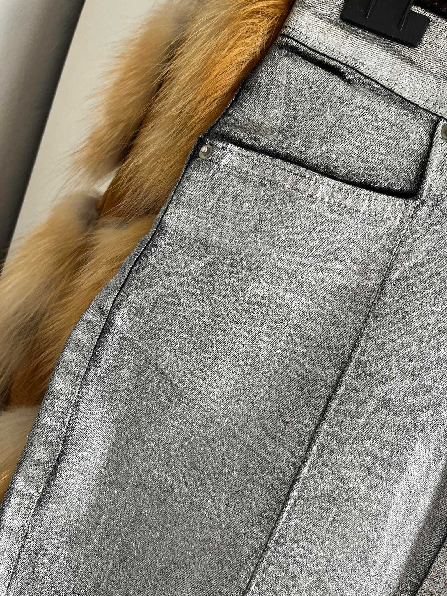 Resered Denim XS srebrna ołówkowa spódnica
