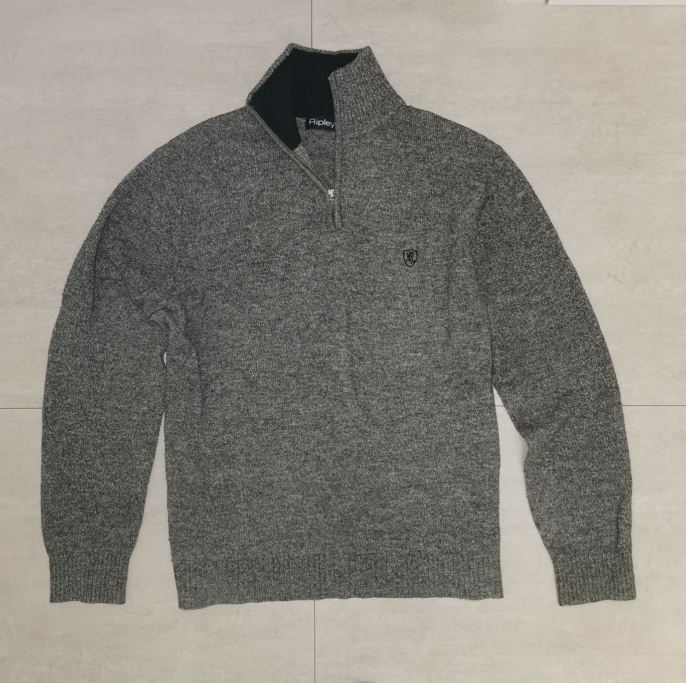 Ripley xxl lambswool szary ciepły sweter