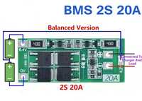 BMS 2S 8,4V 20A Контроллер Плата защиты, заряда БМС 2S 20A с баланс.