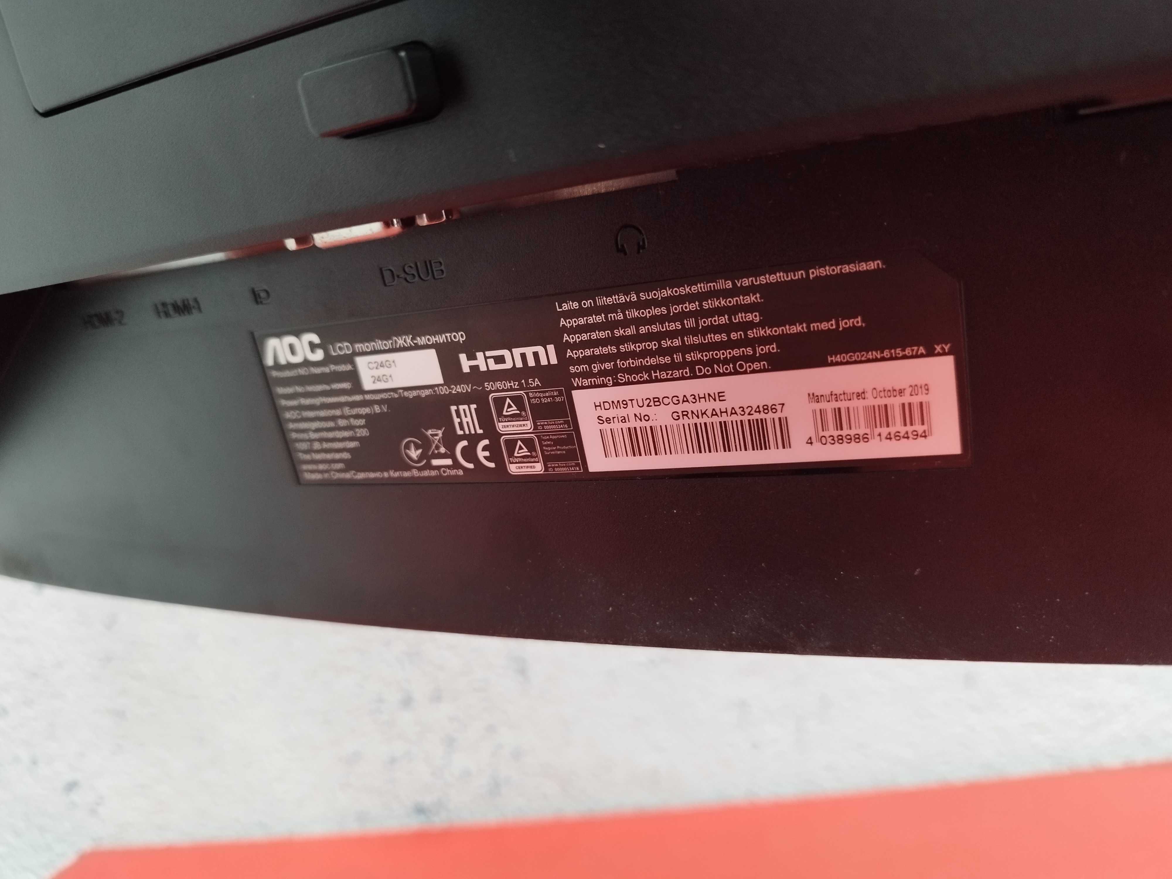 Monitor gamingowy LED AOC C24G1 24 " 1920 x 1080 px VA