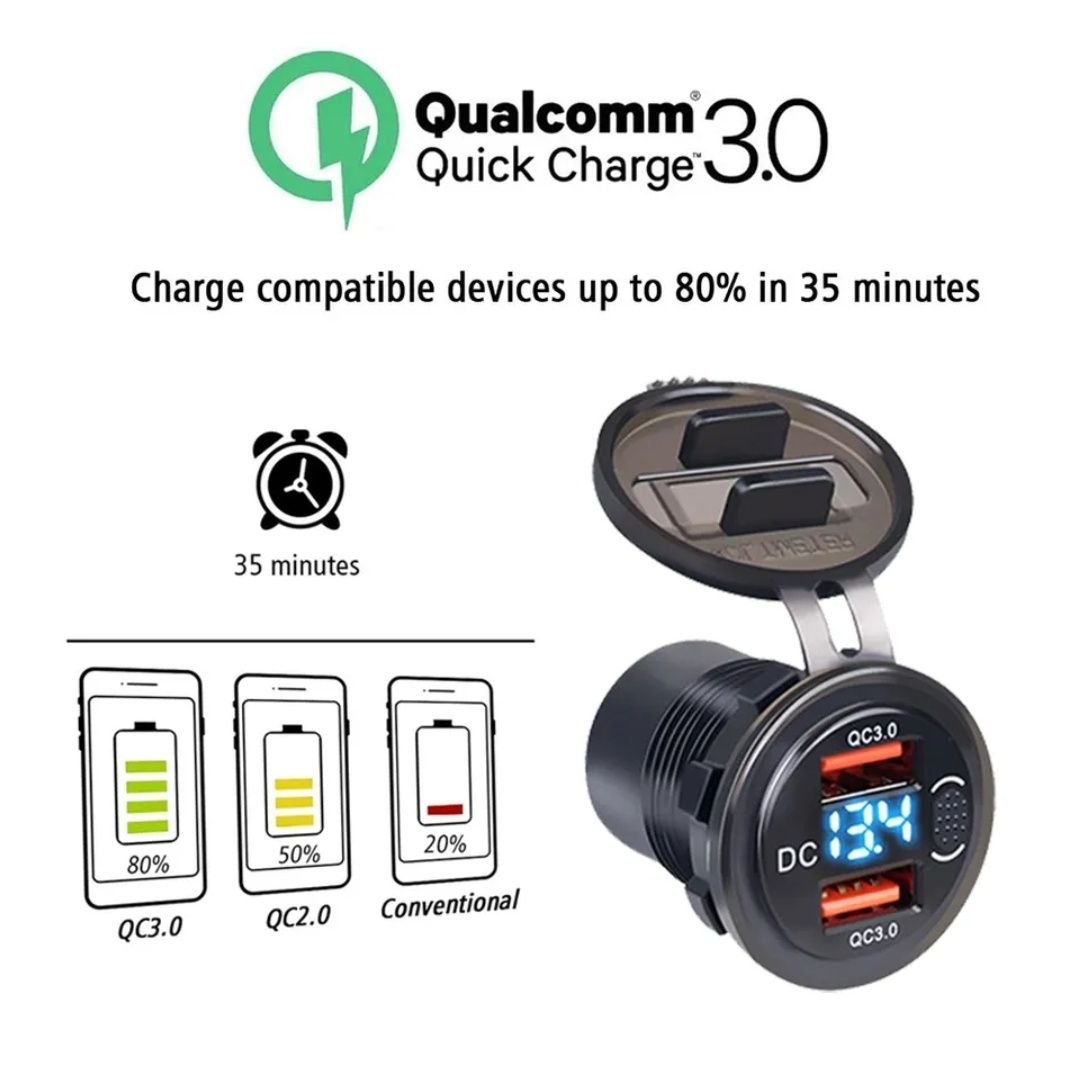 Гніздо QC3.0, вимикач, 12-24v для зарядних станцій