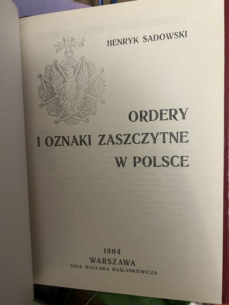 Ordery i Oznaki Zaszczytne w Polsce 1904 r.