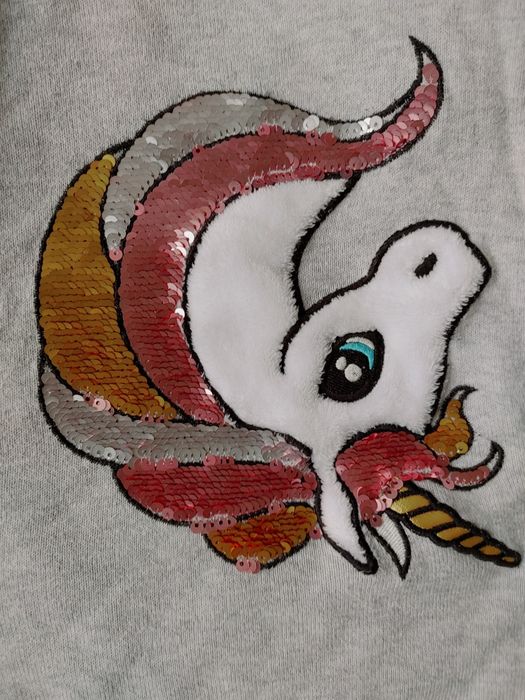 Sweterek jednorożec odwracane cekiny h&m 110 116