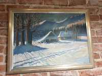Jerzy Kluźniak obraz olejny na płótnie Zima