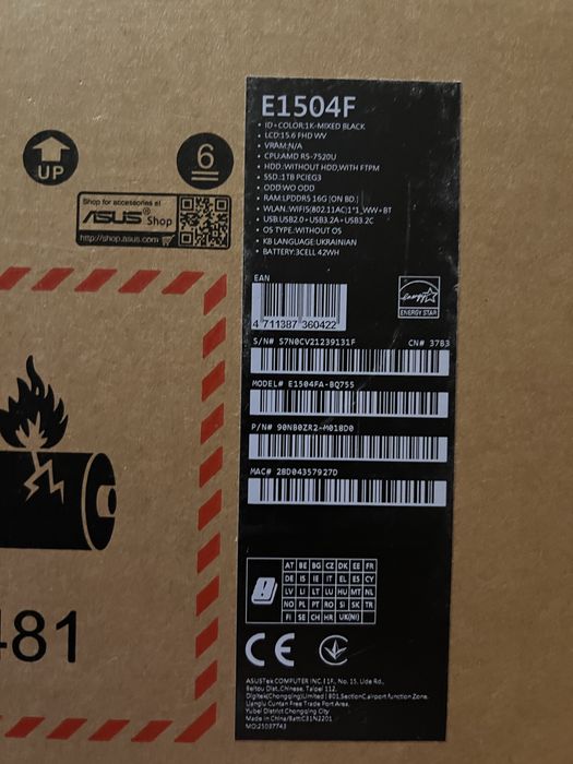 Ноутбук Асус 15.6ʼ 16/1ТБ Asus Vivobook Go 15 E1504FA-BQ755