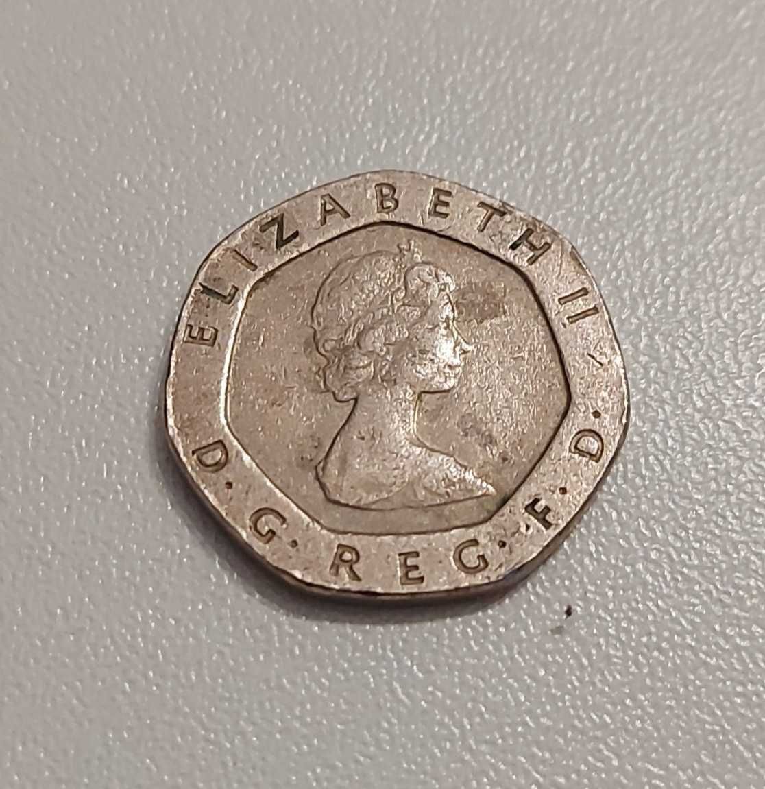 Moeda twenty pence 1982 Rainha Elizabeth II