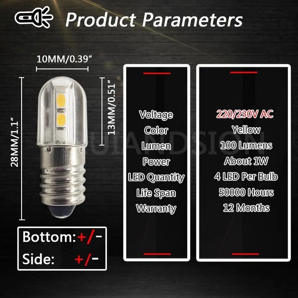 Цоколь E10 лампочка LED 220v