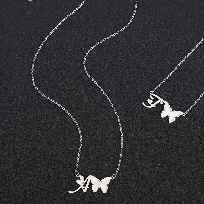 Срібна підвіска з буквою вашого імені з метеликом, подвеска, кулон
