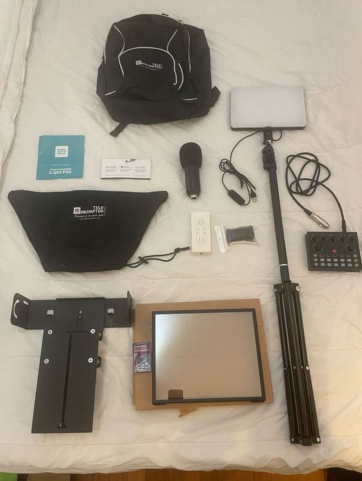 Super Kit com Ring Light, Teleprompt e microfone. Tudo novo!