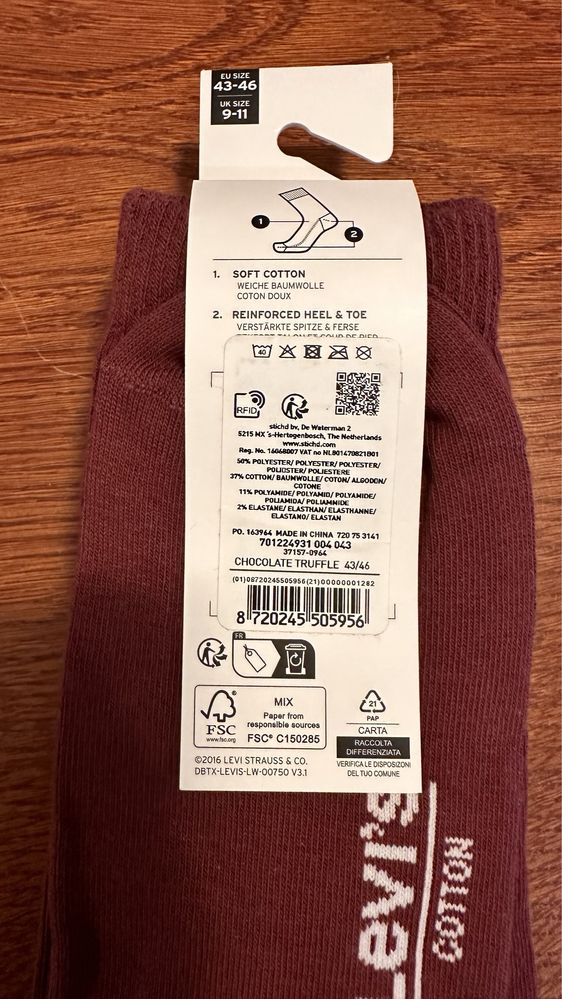 -60% Skarpety Levi’s 3 pary - 43-46 nowe skarpetki Levis 3 pak prezent