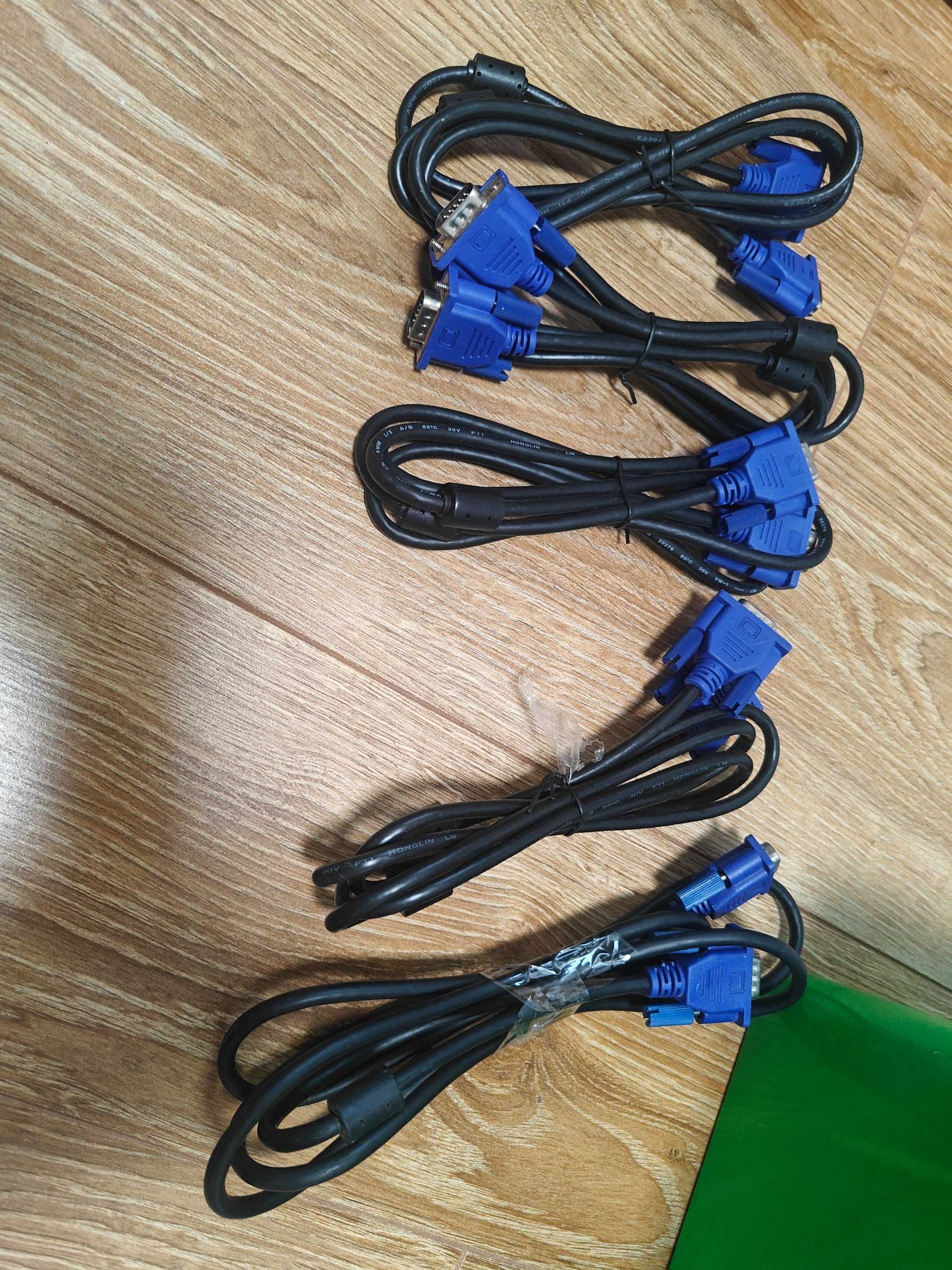 zestaw kabli zasilających 10 sztuk + 5 angielskich oraz 5 sztuk vga