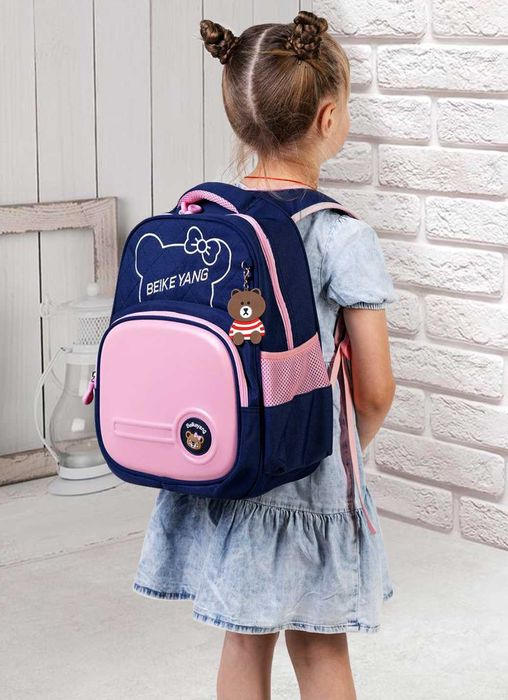 Шкільний рюкзак для дівчинки 1-2-3 клас синьо-рожевий портфель в школу