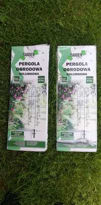 Pergola ogrodowa kolumnowa metalowa ciemno zielona 40x40x190