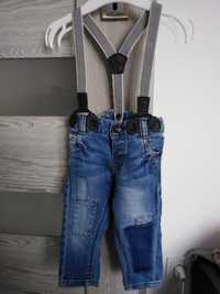 Spodnie jeansy H&M 68 szelki jak Nowe