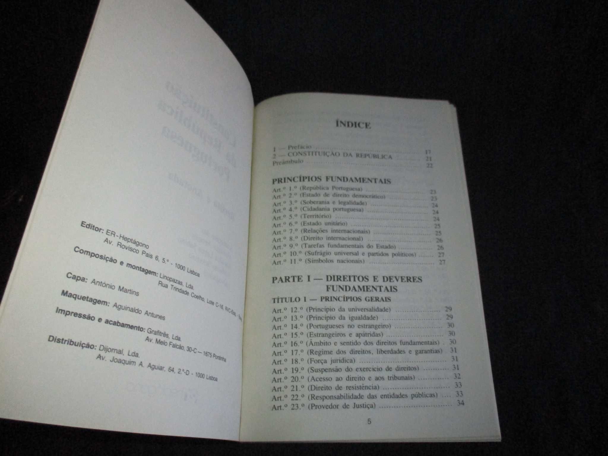 Livro Constituição da República Portuguesa revista e anotada Heptágono