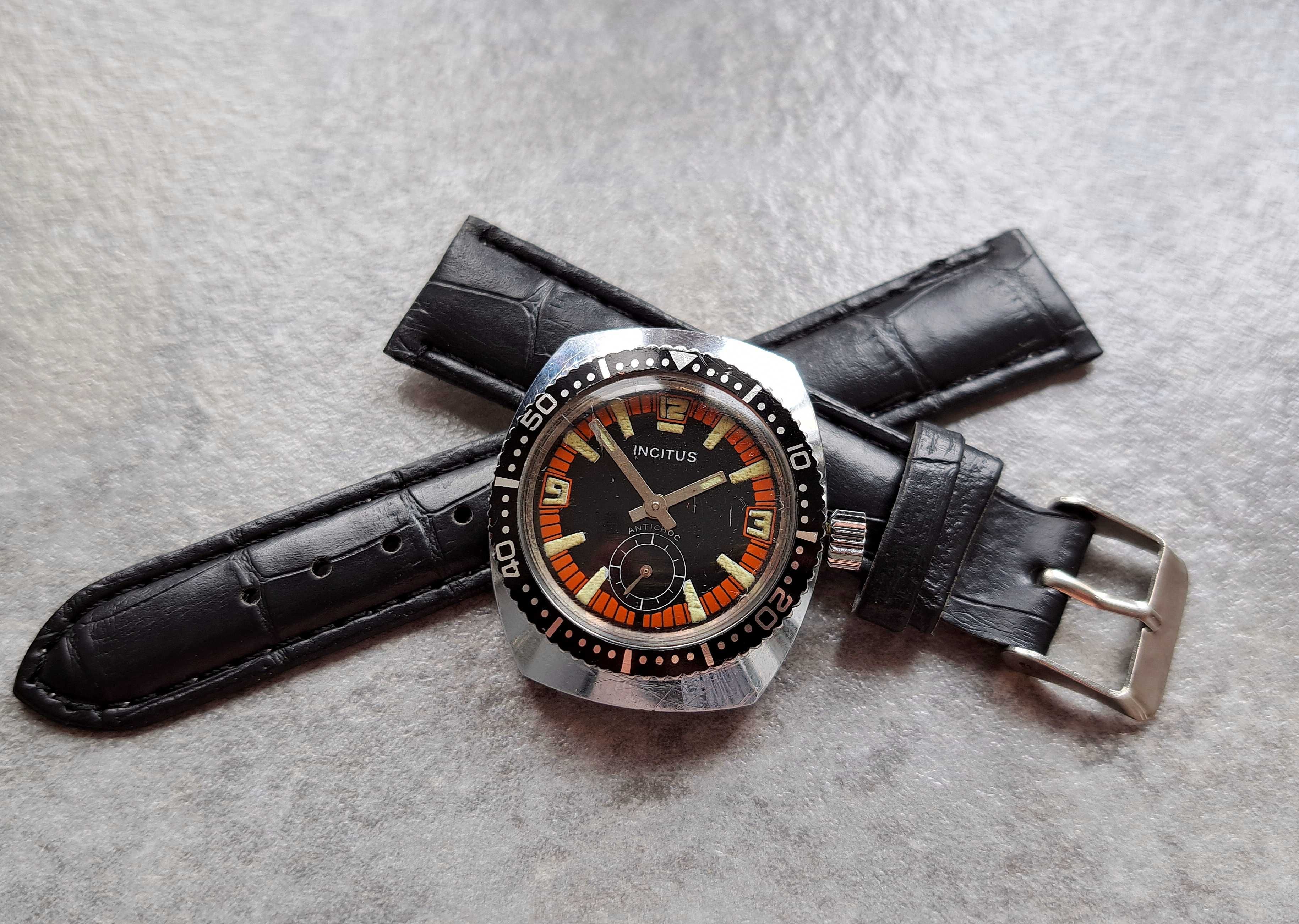 INCITUS DIVER szwajcarski zegarek vintage nurek