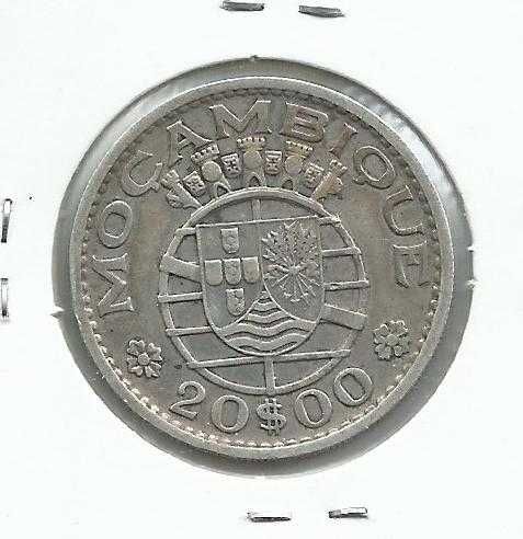 1 Moeda ex-colónias – Moçambique, 20$00 de 1960 - prata