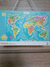 Puzzle obserwacyjne World Map 100el mapa świata Dodo 64x64cm